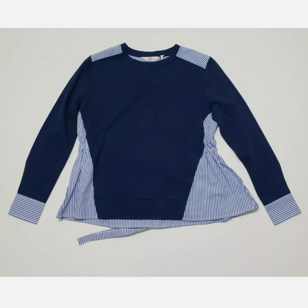 NWOT Vineyard Vines Mixed Media Top Blue, White XS